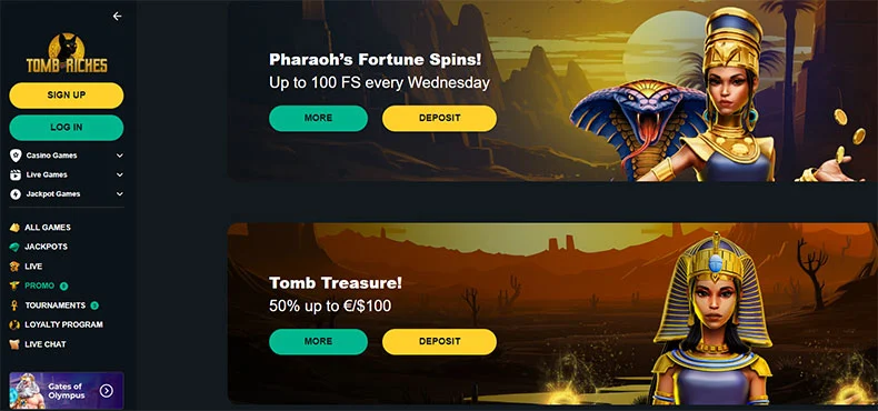 Tomb Riches casino promotions