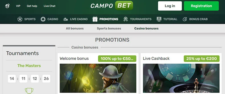 CampoBet casino bonuses