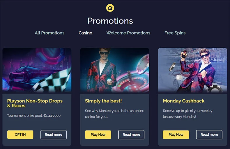 Montecryptos casino promotions