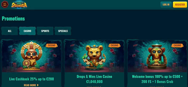 Spinanga Casino bonuses