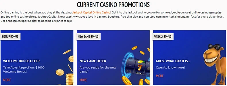 Jackpot Capital casino promotions