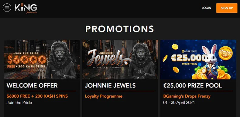King Johnnie Casino bonuses