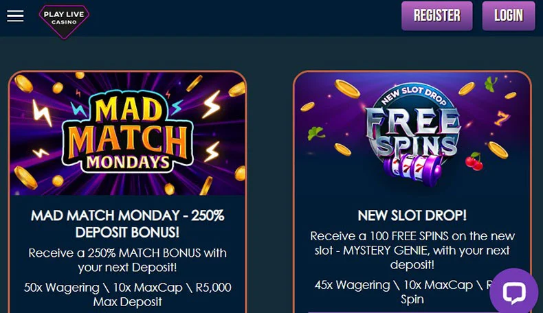 PlayLive Casino bonuses