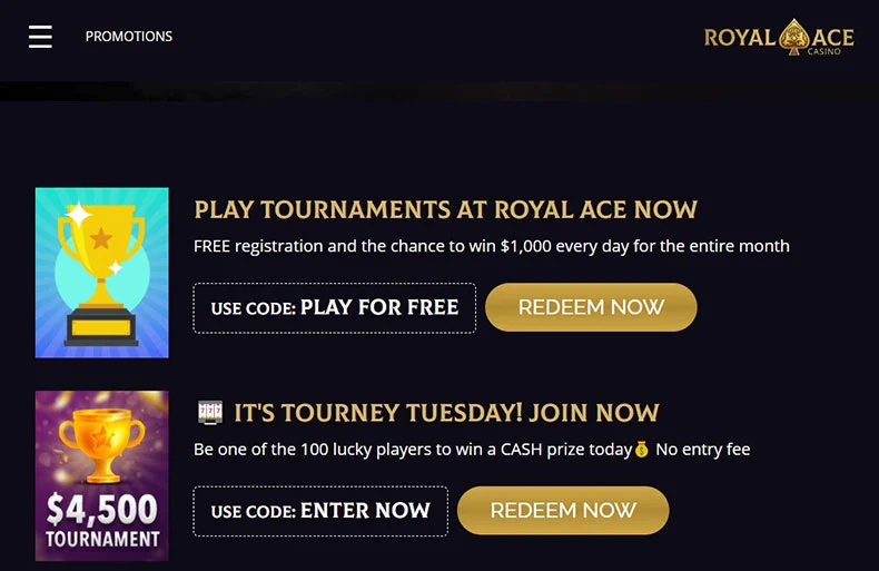 Royal Ace casino bonuses