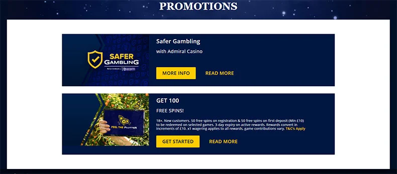 Admiral Casino promotions