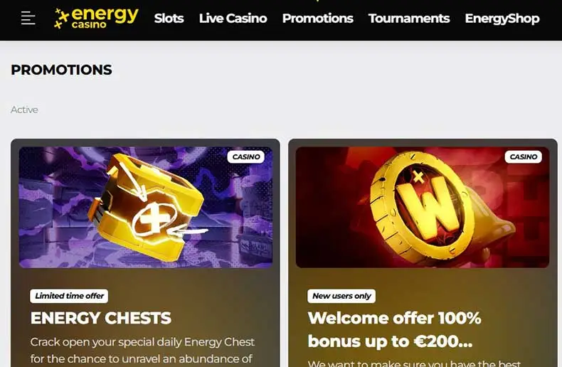 Energy Casino bonuses