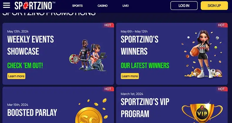 Sportzino Casino bonuses