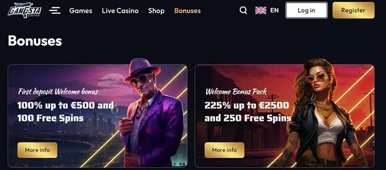 Gangsta Casino bonuses