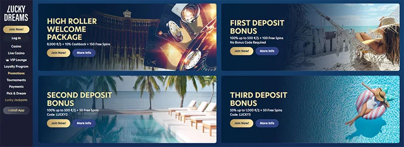 Lucky Dreams casino bonuses