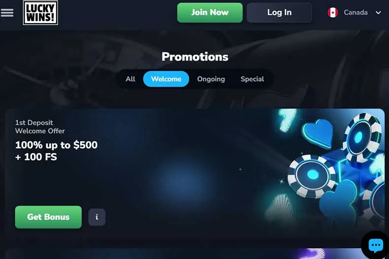 LuckyWins Casino bonuses