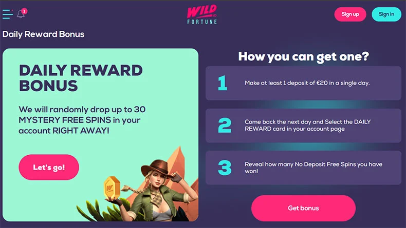 WildFortune.io Casino promotions