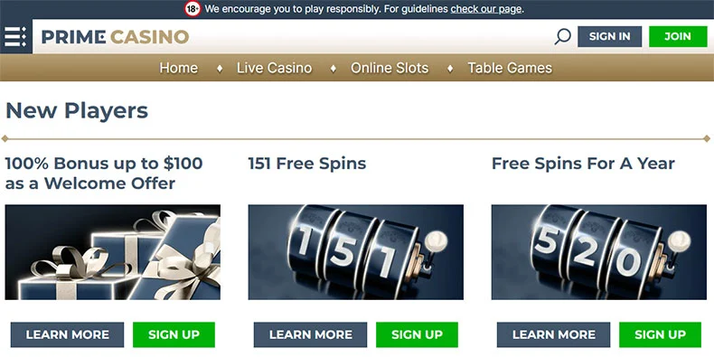 Prime Casino promotions