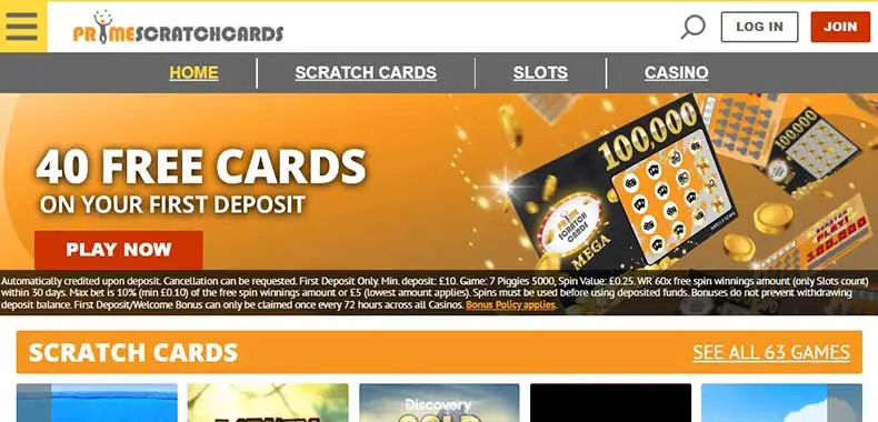 Prime Scratch Cards casino review