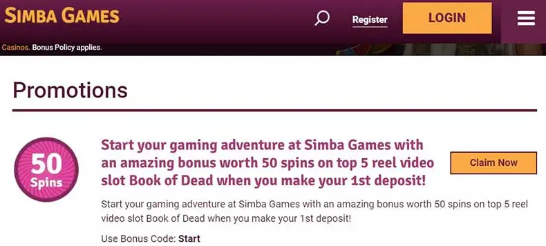 Simba Games Casino review