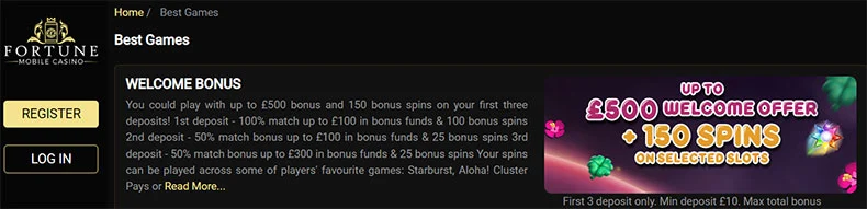 Fortune Mobile Casino promotions