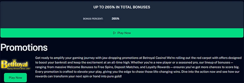BetRoyal casino promotions