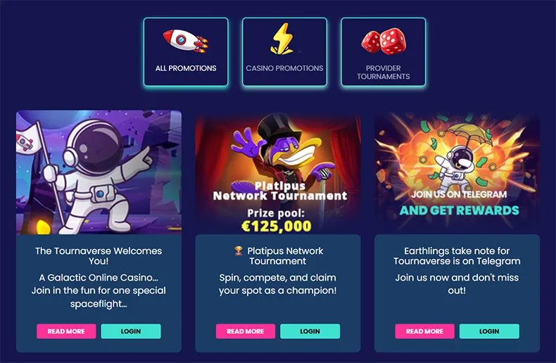 Tournaverse casino promotions