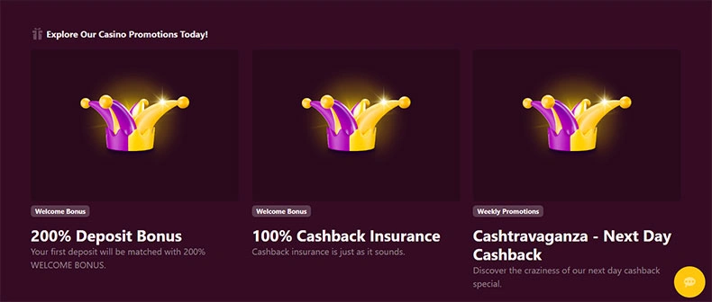 Crazy Winners casino bonuses
