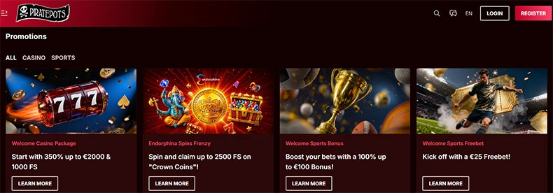 Piratepots casino bonuses