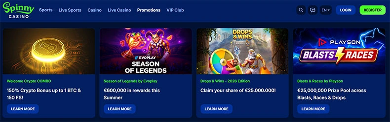 Spinny Casino bonuses
